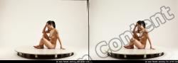 Nude Woman Asian Sitting poses - ALL Average long black Sitting poses - simple 3D Stereoscopic poses Pinup